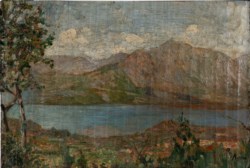 Ermenegildo Agazzi (Mapello, 1866 - Bergamo, 1945) - Paesaggio lacustre