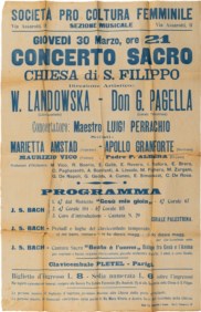 Manifesto Pro Cultura Femminile - Concerto sacro, Chiesa di S. Filippo - Torino
