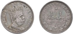 UMBERTO I, Colonia Eritrea (1890-1896) - 1 lira 1890, Roma.