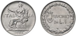 VITTORIO EMANUELE III (1900-1943) - Lira 1928, Roma.