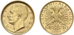 ALBANIA - AMET ZOGU (1925-1939) - 10 Franga 1927, Roma.