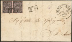 Antichi Stati Italiani - Parma - Lettera da BORGOTARO 6 LUGLIO 1857<br>Con coppi