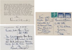 Heinrich Sutermeister, compositore - Lotto di tre cartoline con firma autografa