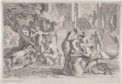 Arnold van Westerhout (Anversa, 1651 - Roma, 1725) da invenzione di Pietro Testa detto il Lucchesino (Lucca, 1612 - Roma, 1650) - Teti immerge Achille nell'acqua dello Stige