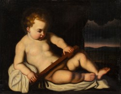 Scuola europea secolo XIX - Giovane Redentore con un pezzo della Croce