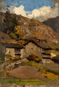 Attribuito a Lorenzo Delleani (Pollone, 1840 - Torino, 1908) - Paesaggio di campagna