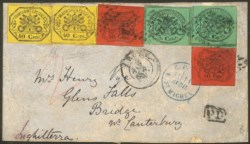 Antichi Stati Italiani - Stato pontificio - Due 5 cent + due 10 cent + due 40 cent della Ii emissione del Pontificio (16 + 17 + 19)