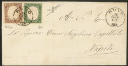 Antichi Stati Italiani - Sardegna - Lettera da Ruvo 16.1.63 affrancata con 10 cent più 5 cent (14Cn + 13E)