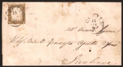 Antichi Stati Italiani - Sardegna - Lettera con c.10 bistro oliva scuro (14Da) da CEFALU 15 LUG.62 per Siculiana