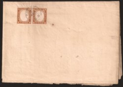 Antichi Stati Italiani - Sardegna - Lettera sottofascia con coppia c.10 arancio brunastro (14Dg)