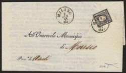 Antichi Stati Italiani - Sardegna - Circolare con c.2 nero intenso (20e) da MILANO 5 FEB.61