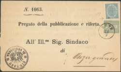 Regno - Vittorio Emanuele II - Circolare affrancata con 1 cent DLR (L14)