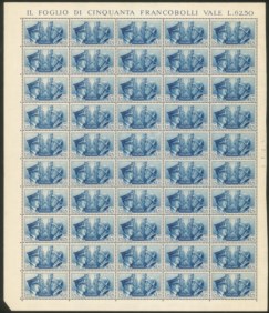 Regno - Vittorio Emanuele III - 1941 - Serie completa Fratellanza d'Armi (452/457) in fogli di 50 esemplari