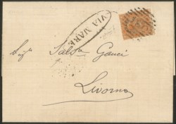 Uffici Postali all'Estero - Levante - Fresca lettera da Tunisi per Livorno affrancata con 20 cent (14)