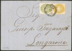 Antichi Stati Italiani - Lombardo Veneto - Fresca lettera affrancata con 2 soldi + 3 soldi (36 + 37)