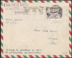 Italia - Repubblica - Aerogramma affrancato con Gronchi Rosa ricoperto dal lilla (920/921)