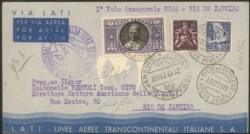 Vaticano - Aerogrammi - Primo Volo Lati Roma Rio de Janeiro del 21.12.39 (Longhi 3901 nota) del corriere del Vaticano