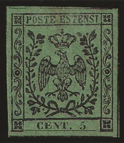 Antichi Stati Italiani - Modena - 1852 - c.5 senza punto dopo le cifre (1)