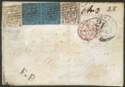 Antichi Stati Italiani - Modena - Tricolore composta da 10 cent + coppia del 40 cent + 1 lira (2 + 6 + 11)