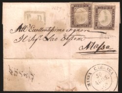 Antichi Stati Italiani - Modena - Governo Provvisorio - Lettera con due esemplari c.10 bruno violaceo (14Ab)