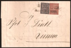 Antichi Stati Italiani - Parma - Lettera con c.15 rosa prima emissione + c.25  bruno rosso (3+8)