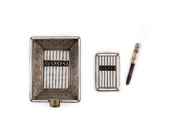 Posacenere e accendino in argento, Francia, 1930 ca