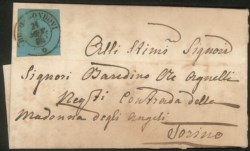 Antichi Stati Italiani - Sardegna - Lettera affrancata con 20 cent azzurro (5)