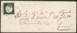 Antichi Stati Italiani   Sardegna   Lettera da Chambery 13 giugno 1855 a  rancata con 20 cent azzurro