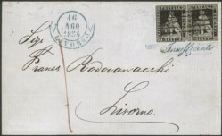 Antichi Stati Italiani - Toscana - Lettera affrancata con coppia del 1 quattrino nero (1 cat.16500)