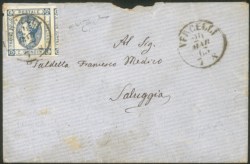 Regno - Vittorio Emanuele II - Bustina affrancata con 15 cent litografico