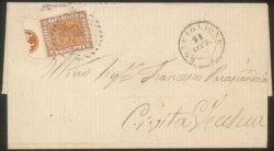 Regno - Vittorio Emanuele II - Lettera affrancata con 20 cent arancio (28)