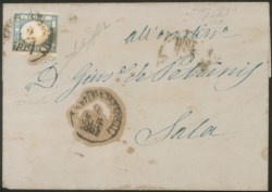 Antichi Stati Italiani - Province Napoletane - Lettera affrancata con 2 grana azzurro chiaro