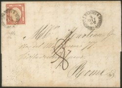 Antichi Stati Italiani - Province Napoletane - Lettera affrancata con 5 grana vermiglio