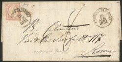 Antichi Stati Italiani - Province Napoletane - Lettera affrancata con 5 grana rosa lilla (21b cat.1650)