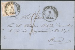 Antichi Stati Italiani - Province Napoletane - Lettera affrancata con 5 grana lilla (21c cat.2250)