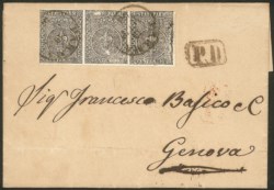 Antichi Stati Italiani - Parma - Striscia di tre esemplari 10 cent bianco