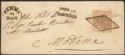 Antichi Stati Italiani - Parma - Lettera affrancata con 15 cent vermiglio chiaro (9a)