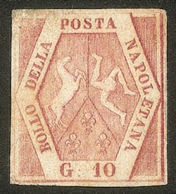 Antichi Stati Italiani - Napoli - 1858 - 10 grana carminio rosa II tavola (11)
