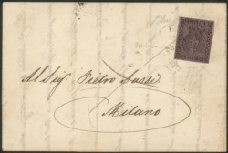 Antichi Stati Italiani - Parma - Lettera da Parma a Milano con 25 cent violetto (4b)
