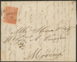 Antichi Stati Italiani - Parma - Lettera da Parma a Modena con 15 cent vermiglio (7c)