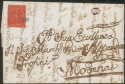 Antichi Stati Italiani - Parma - Lettera da Parma 3 Febbraio con 15 cent vermiglio (7e)