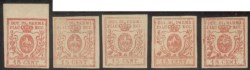 Antichi Stati Italiani - Parma - 1859 - Lotto di 5 valori del 15 cent vermiglio (9)