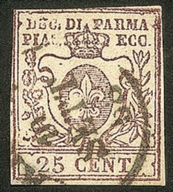 Antichi Stati Italiani - Parma - 1857 - 25 cent bruno lilla (10)