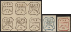 Antichi Stati Italiani - Parma - 1859 - blocco di sei nuovo con gomma del 10 cent bruno (14)