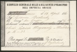 Antichi Stati Italiani - Parma - Ricevuta dell'Impresa Orcesi del 14 aprile 1860