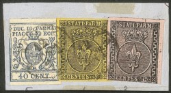 Antichi Stati Italiani - Parma - Miste di Emissioni diverse  - Piccolo frammento in affrancatura mista