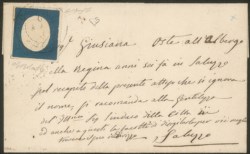 Antichi Stati Italiani - Sardegna - Fresca letterina con 20 cent azzurro (8) da Cassine (P.ti 7)