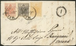 Antichi Stati Italiani - Lombardo Veneto - Tricolore - 15 cent (6) + 10 cent (2) + 5 cent (1f)