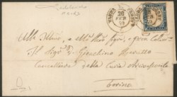 Antichi Stati Italiani - Sardegna - Lettera da VAUDA DI FRONT (Sass. R3)