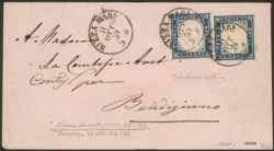 Antichi Stati Italiani - Sardegna - Annullamenti - Due esemplari del 20 cent azzurro scuro (15B)